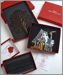 Haunted Halloween House pewter set gift packaging