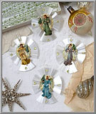 Angel Crossing spun glass ornaments