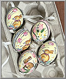 Bunny and Flowers Handpainted Easter Egg Ornament from Austria