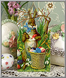 Antique Easter Rabbit Painting Eggs Scrap Germany