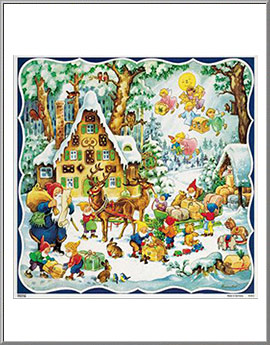 'Santa Readying His Sleigh' Christmas Advent Calendar from Germany