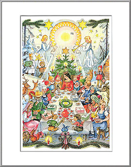 'Fairyland Christmas Dinner' Advent calendar Christmas card from Germany