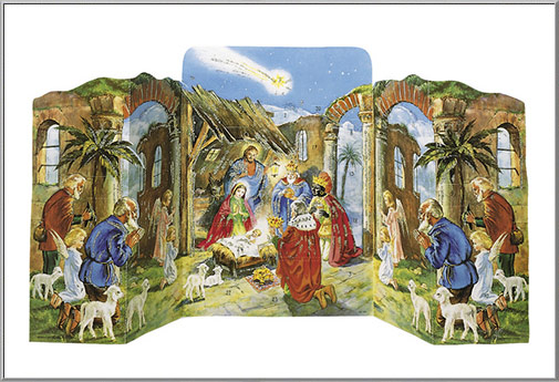 'Holy Night Nativity' standing Advent calendar decoration from Germany