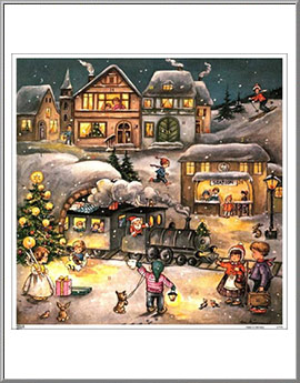 Santa Claus at the Train Station nostalgic Advent calendar from Germany