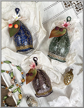 Vintage 'Lauscha Bells' art glass flower Christmas ornaments from Germany