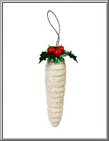 'Winter Holly Icicle' spun cotton Christmas ornament