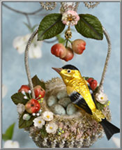 Goldfinch Victorian Whimsey glass Christmas ornament by D. Blumchen