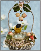 Victorian Whimsey glass goldfinch bird Christmas ornament by D. Blumchen