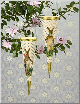 Victorian Easter Rabbit Cornucopia ornaments from the Blumchen atelier