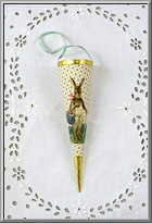 Rabbit with Pink Bow Victorian Easter cornucopia ornament