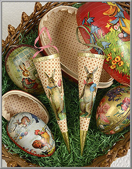 Victorian Easter Rabbit Cornucopia ornaments