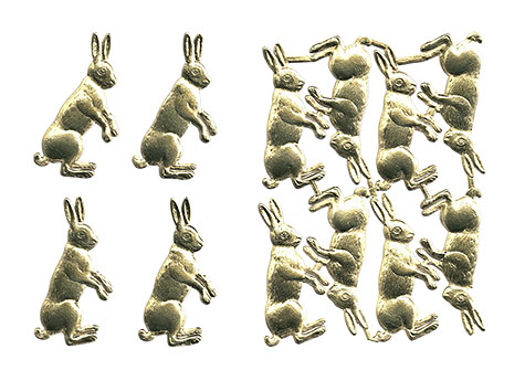 Easter Bunny Rabbits - Gold Dresden trim die-cuts from Germany