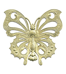 Large Fanciful Butterfly - Gold Dresden ornament from Germany