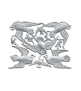 Flock of Flying Doves - Silver Dresden trim die-cuts from Germany