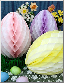 Vintage Easter Honeycomb Tissue Eggs - Made in the USA