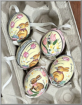 Bunny and Flowers Easter Egg Ornament from Peter Priess, Austria
