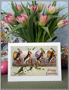 'Eastertide Rabbits on Parade' Easter greeting card