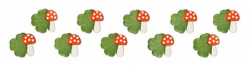 Mushroom and Shamrock Clover diecuts from the 1960s, made in Western Germany