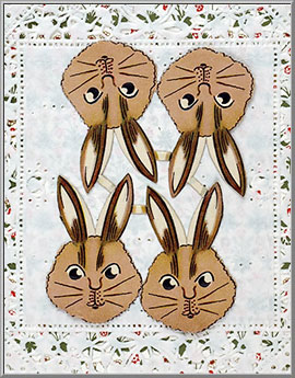 Vintage K & L Whimsical Easter Rabbit Head die-cut scraps from Germany