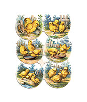 Vintage Springtime Chick Scenes Easter scraps made by E. Heller of Vienna, Austria