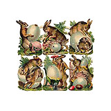 Mini Easter Rabbit and Eggs Diecut Scraps circa 1890 Germany