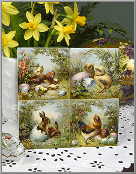 Antique 1890's Easter Animal Scenes scrap pictures made in Germany
