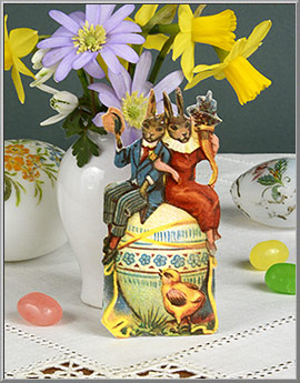Easter Sunday Bunny Couple die-cut scraps made in England
