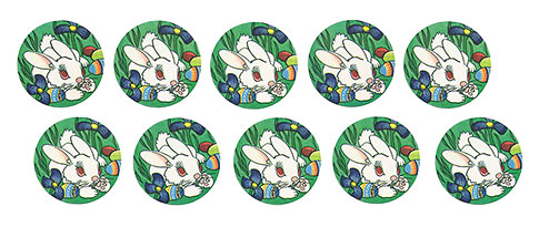 1980's White Easter Bunny Disc Diecuts USA