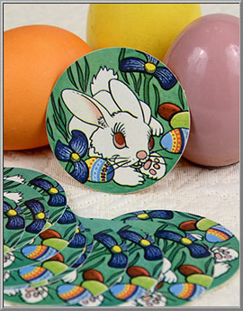 Vintage White Eastert Bunny Discs Die-Cuts made in the USA