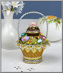 April Easter Basket Victorian Whimsey glass ornament by D. Blumchen
