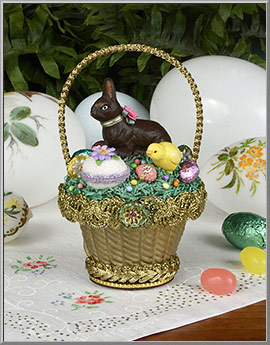 'Sweet Treats Easter Basket' Victorian Whimsey nostalgic glass Easter ornament from the Blumchen atelier
