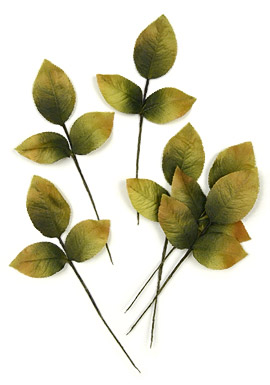 Autumn Rose Leaf Sprigs vintage fabric leaves from Germany