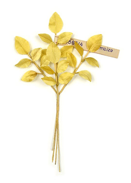 Yellow Satin Rose Leaf Spray vintage leaves made in Germany - USSR Occupied