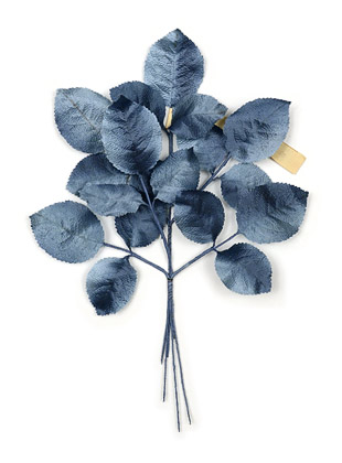 Romance Dior Blue Satin Rose Leaf Spray vintage leaves made in East Germany