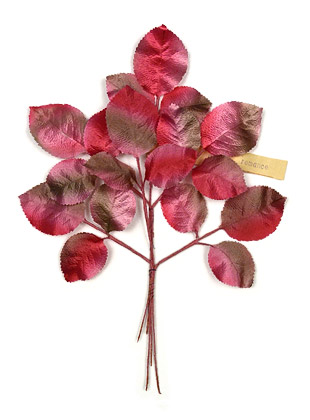 Romance Pink Ombre Satin Rose Leaf Spray vintage leaves made in East Germany
