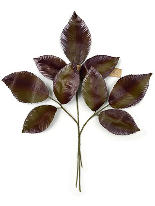 November Rose Leaf Spray vintage dark green fabric leaves from Germany