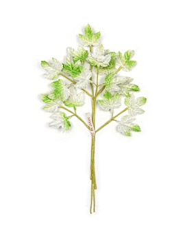 Velvet Maple Leaf Spray vintage white and green leaves from Japan
