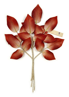 October Rose Leaf Spray carmine fabric leaves made in Germany