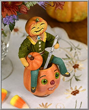 Mr Pumpkin cotton ornament top view