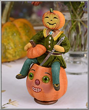 Mr Pumpkin cotton ornament side view