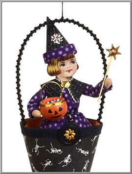 Wizard Costume Boy in Halloween Cornucopia Ornament from the Blumchen Atelier