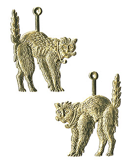 Scaredy Cats Gold Halloween Dresden Ornaments from Germany
