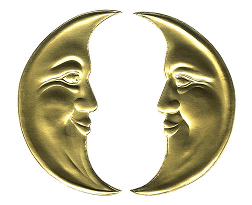 Crescent Moons Gold Dresden Decorations from Germany