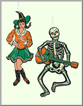 Go-Go Witch & Skeleton Halloween cutouts