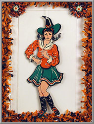 Go-Go Halloween Witch dancer cardboard cutout reprint from 1966