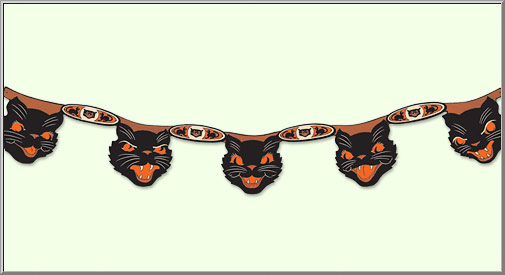 Black Cat Heads Halloween jointed cutouts banner