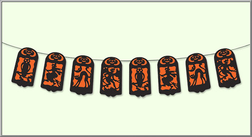 Vintage Halloween Silhouettes cutouts banner garland