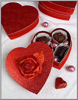 Red Foil Valentine Heart Candy Box, Made in USA