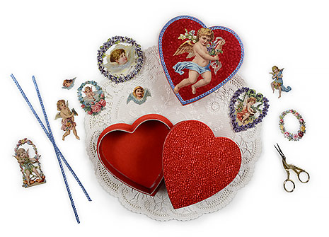 Traditional Red Valentine Heart candy boxes to decorate - Made in America