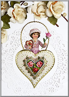Victorian Valentine ornament 'Rose's Romantic Valentine'